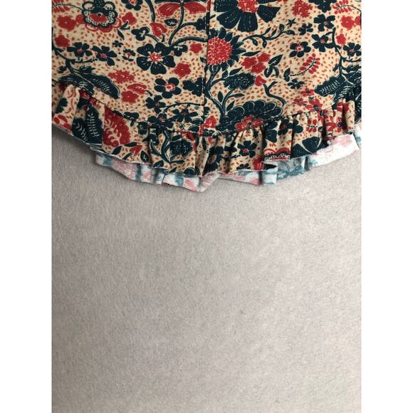 Free People Melanie Top Women's XS Floral Print Scoop Neck Ruffle Hem NEW - Picture 2 of 8